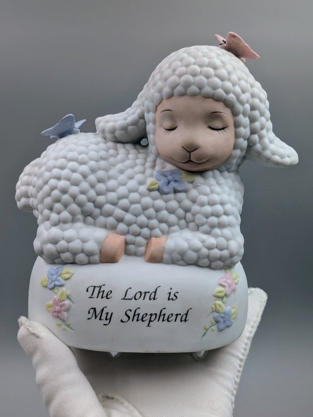 Vintage Autom Porcelain Lamb Night Light - The Lord is My Shepherd